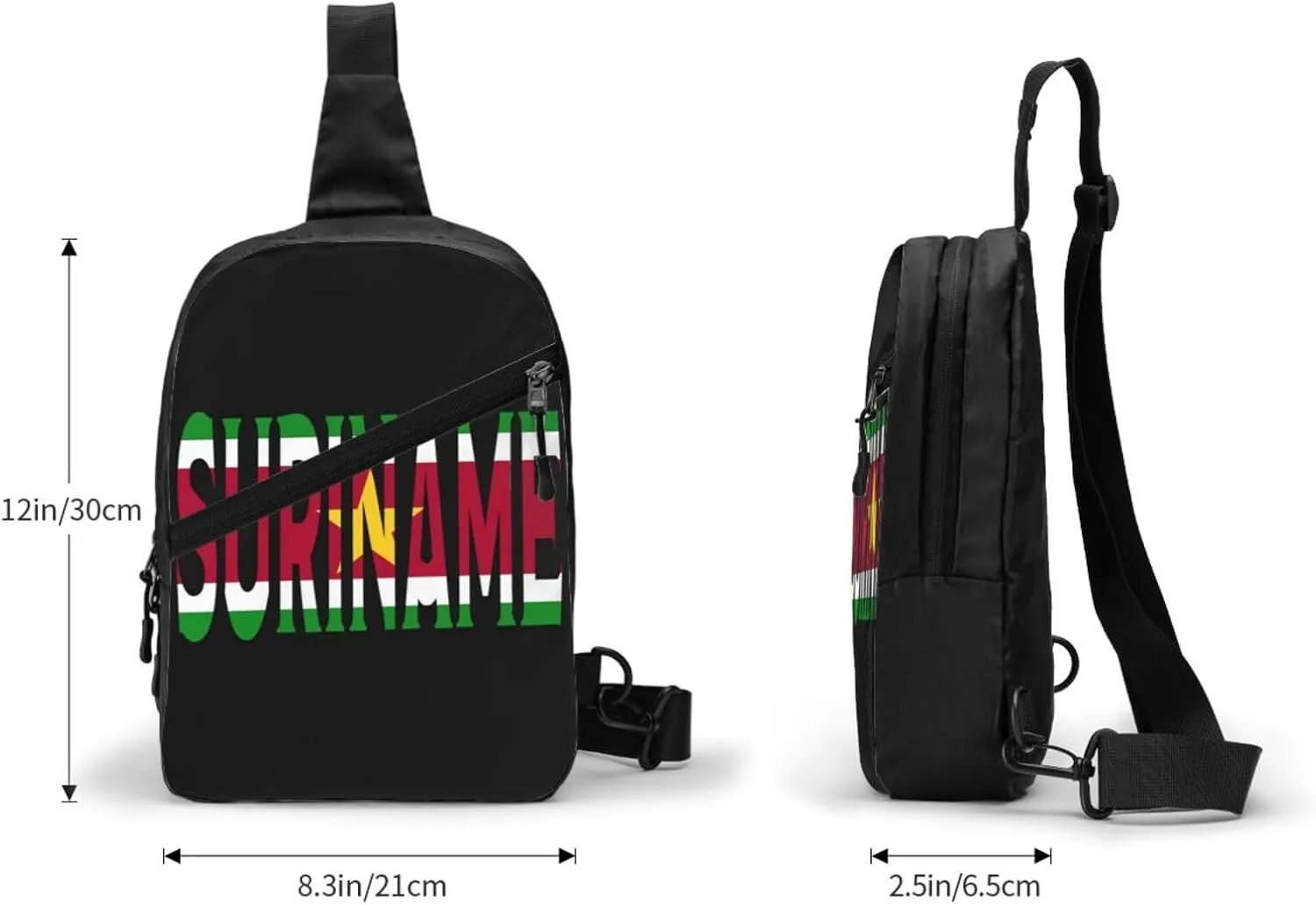 Suriname Font Surinamese Flag Crossbody Bag Portable Sling Bags Foldable Chest Daypack Reusable Sports Shoulder Backpack Diagonally Casual Rucksack Travel Bag