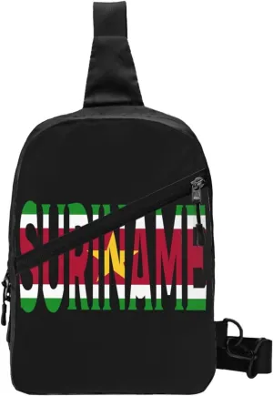 Suriname Font Surinamese Flag Crossbody Bag Portable Sling Bags Foldable Chest Daypack Reusable Sports Shoulder Backpack Diagonally Casual Rucksack Travel Bag