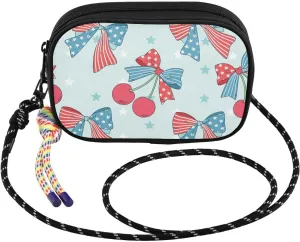 susiyo Cherry with Ribbon Pattern Crossbody Sling Bag with Adjustable Strap Small Crossbody Handbags Phone Purse for Women Men Girls Travel