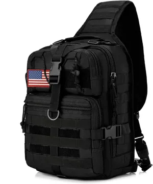 Tactical Sling Bag Backpack, Military Rover Shoulder Sling Pack, EDC Molle Assault Range Bag, Crossbody Chest Bag for Men (Black)