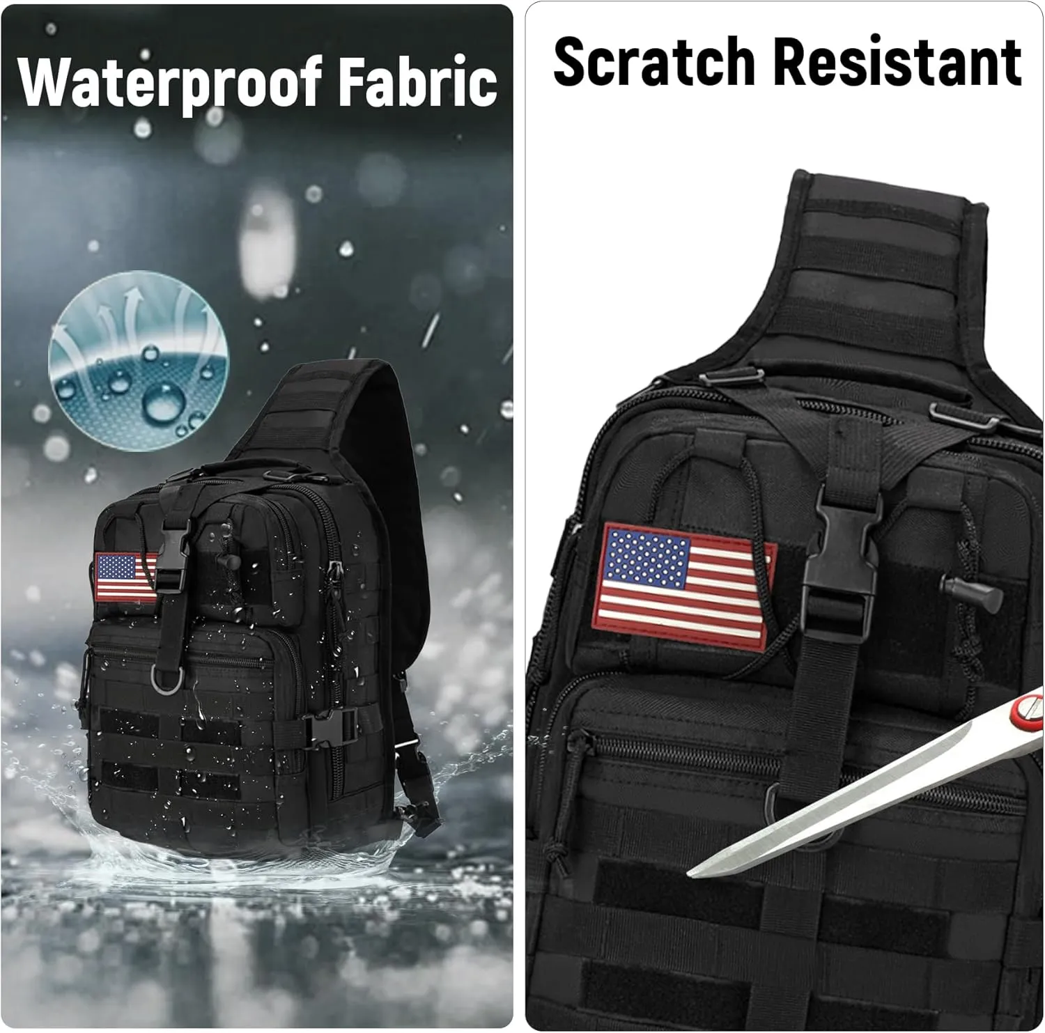 Tactical Sling Bag Backpack, Military Rover Shoulder Sling Pack, EDC Molle Assault Range Bag, Crossbody Chest Bag for Men (Black)