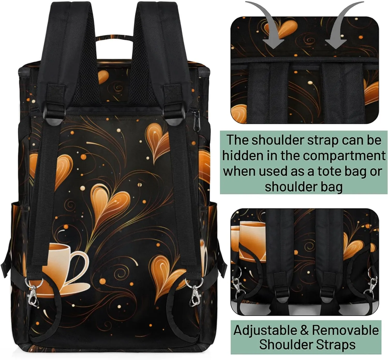 Tactical Sports Duffle Bag for Travel Waterproof Gym Bag with Shoe Compartment 48L Carry On Luggage for Men & Women 3-in-1 Durable Travel Luggage Funny Coffee Time