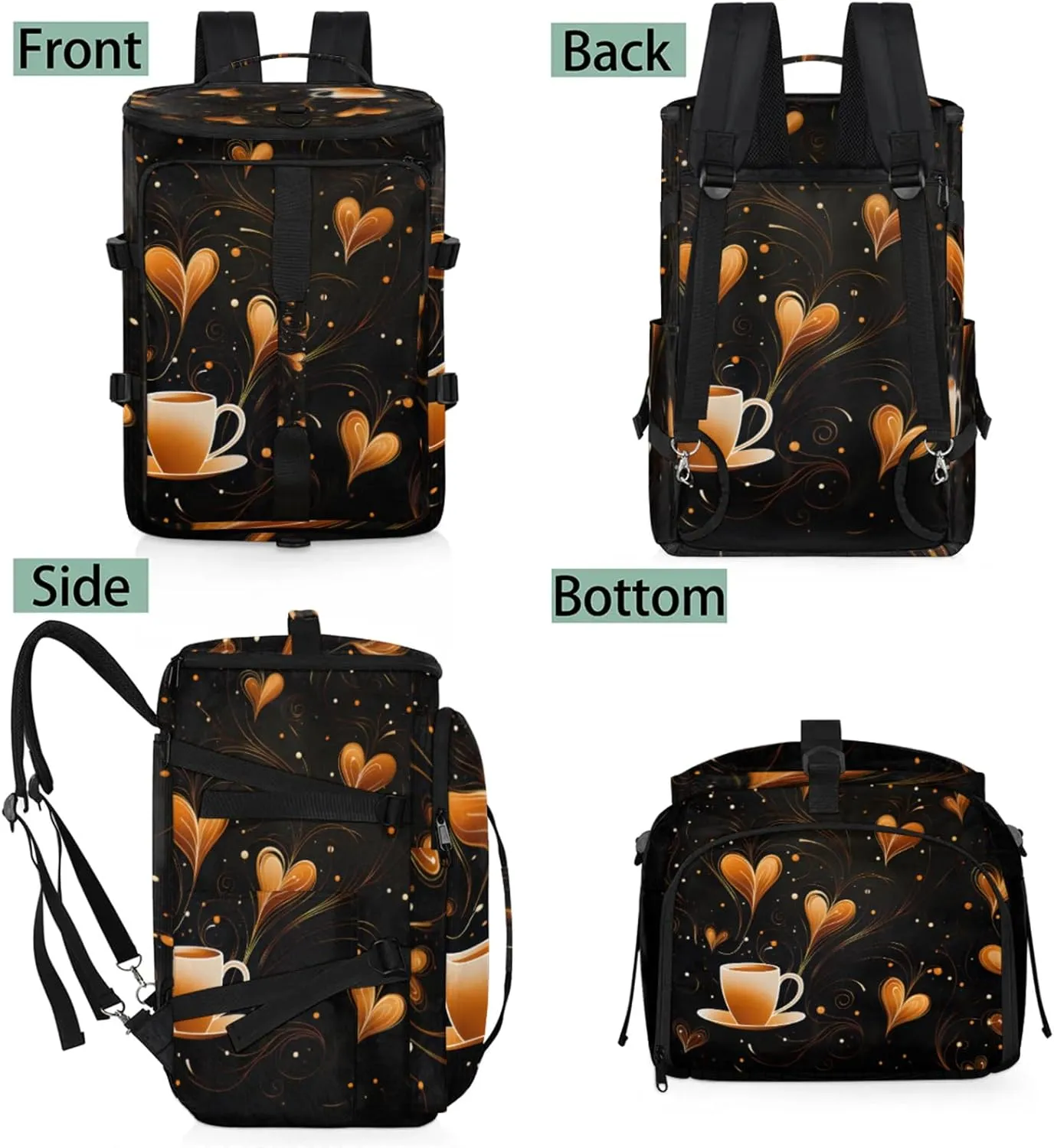 Tactical Sports Duffle Bag for Travel Waterproof Gym Bag with Shoe Compartment 48L Carry On Luggage for Men & Women 3-in-1 Durable Travel Luggage Funny Coffee Time