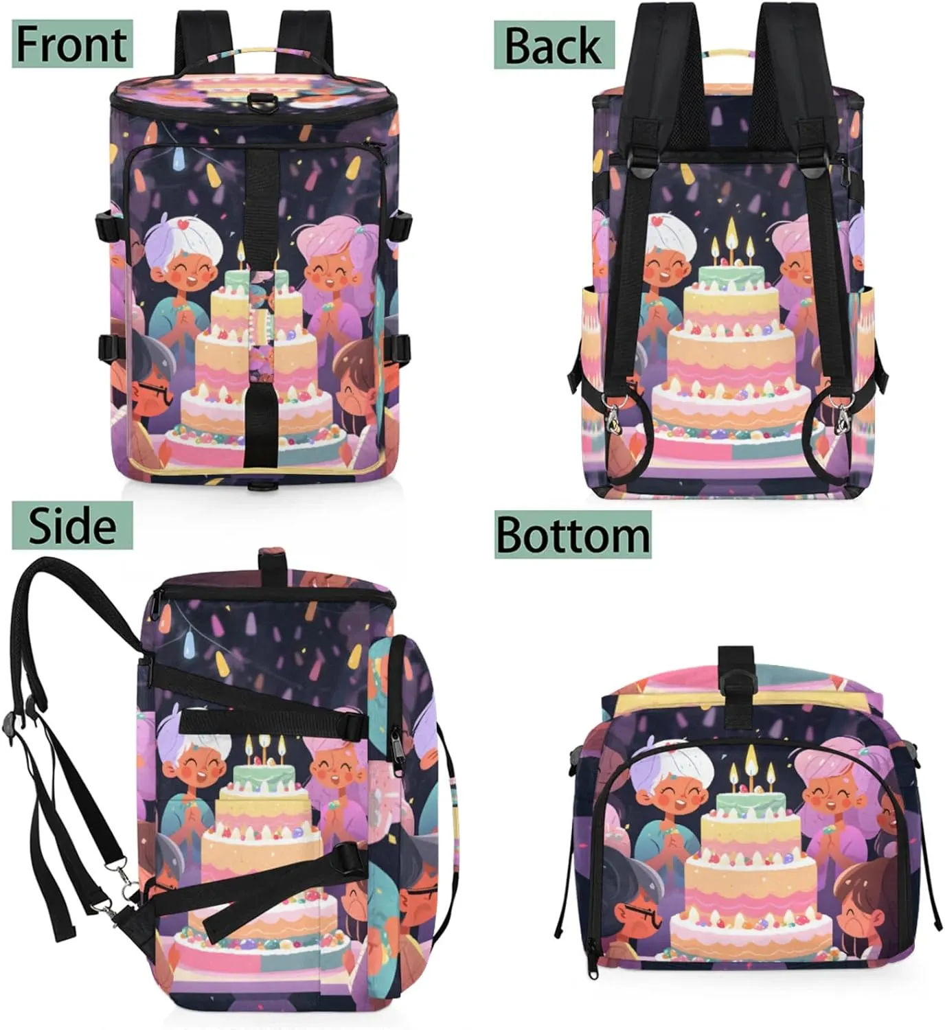 Tactical Sports Duffle Bag for Travel Waterproof Gym Bag with Shoe Compartment 48L Carry On Luggage for Men & Women 3-in-1 Durable Travel Luggage Happy Birthday Celebration