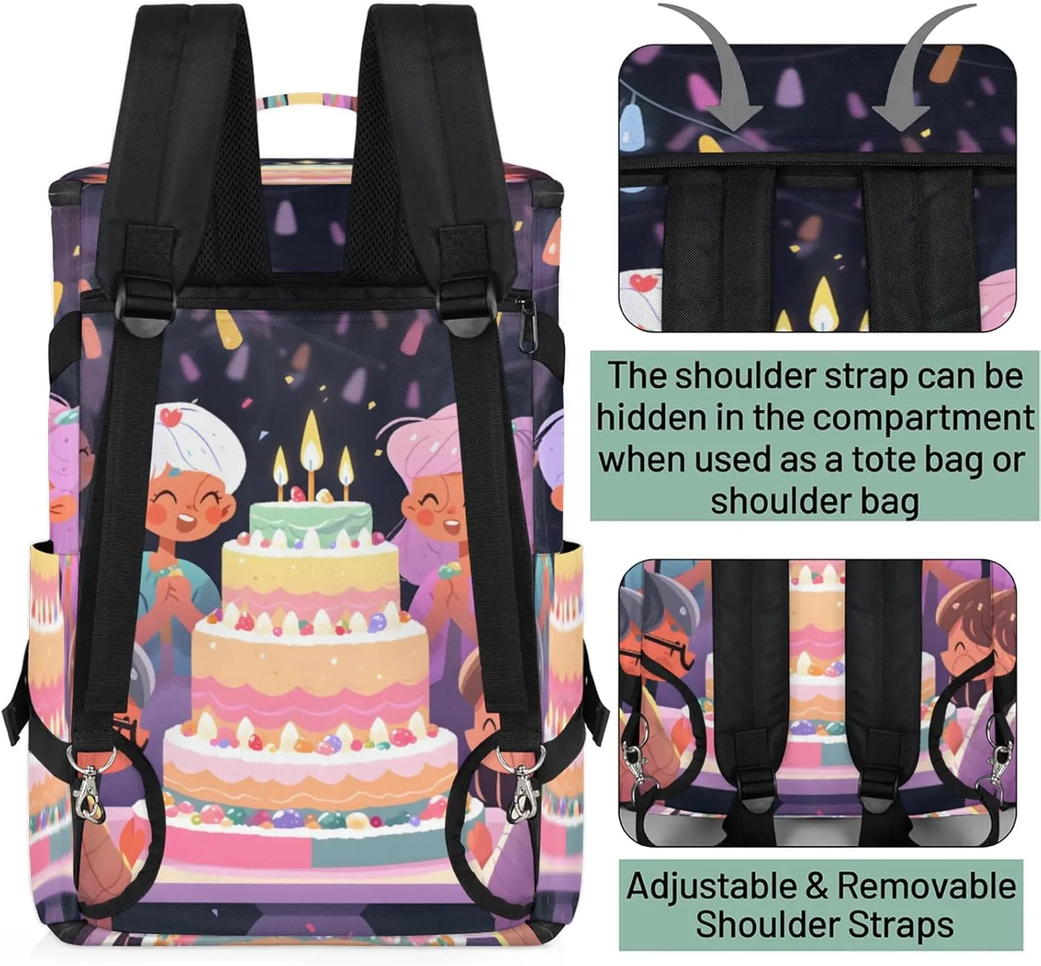 Tactical Sports Duffle Bag for Travel Waterproof Gym Bag with Shoe Compartment 48L Carry On Luggage for Men & Women 3-in-1 Durable Travel Luggage Happy Birthday Celebration