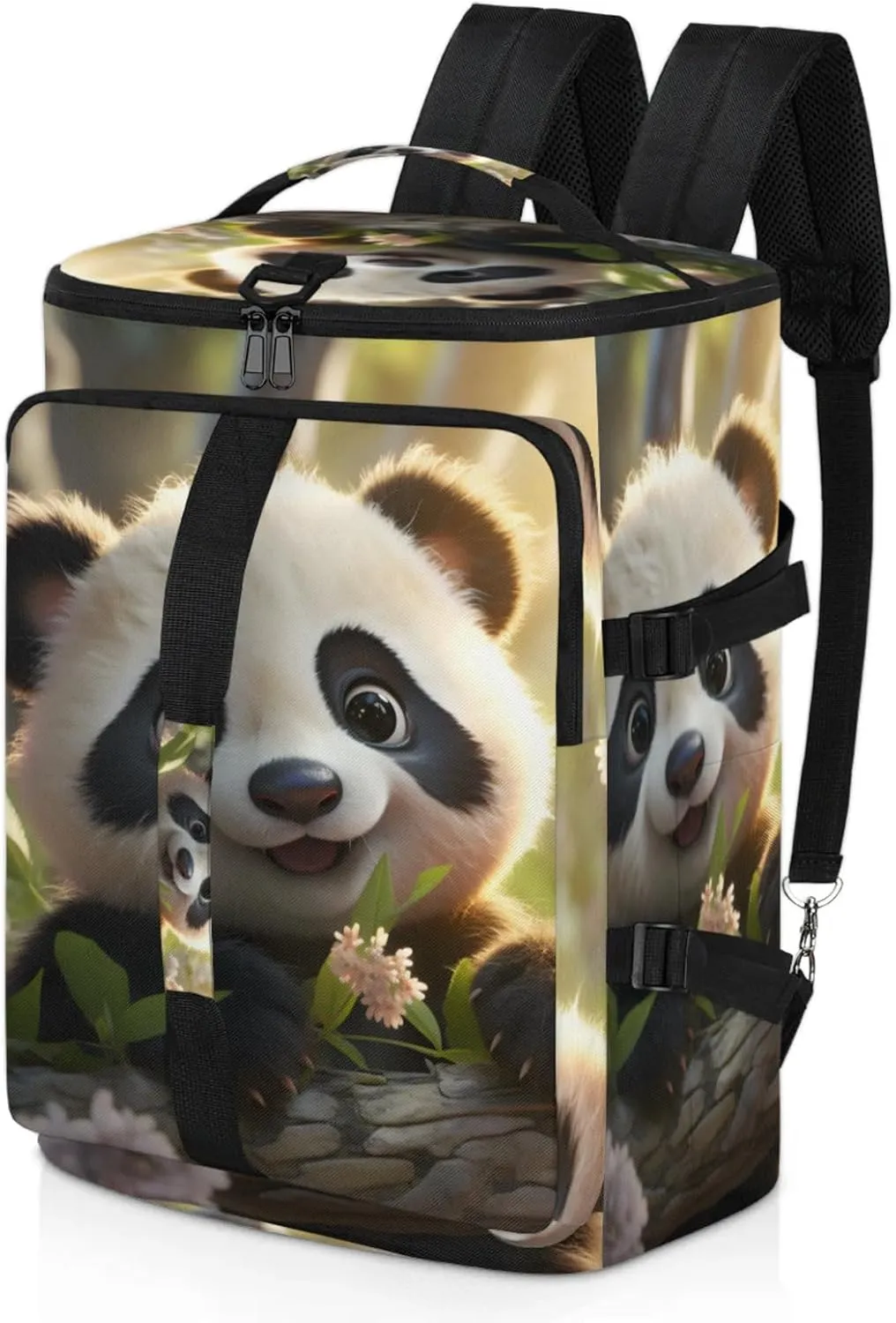 Tactical Sports Duffle Bag for Travel Waterproof Gym Bag with Shoe Compartment 48L Carry On Luggage for Men & Women 3-in-1 Durable Travel Luggage Panda Cute
