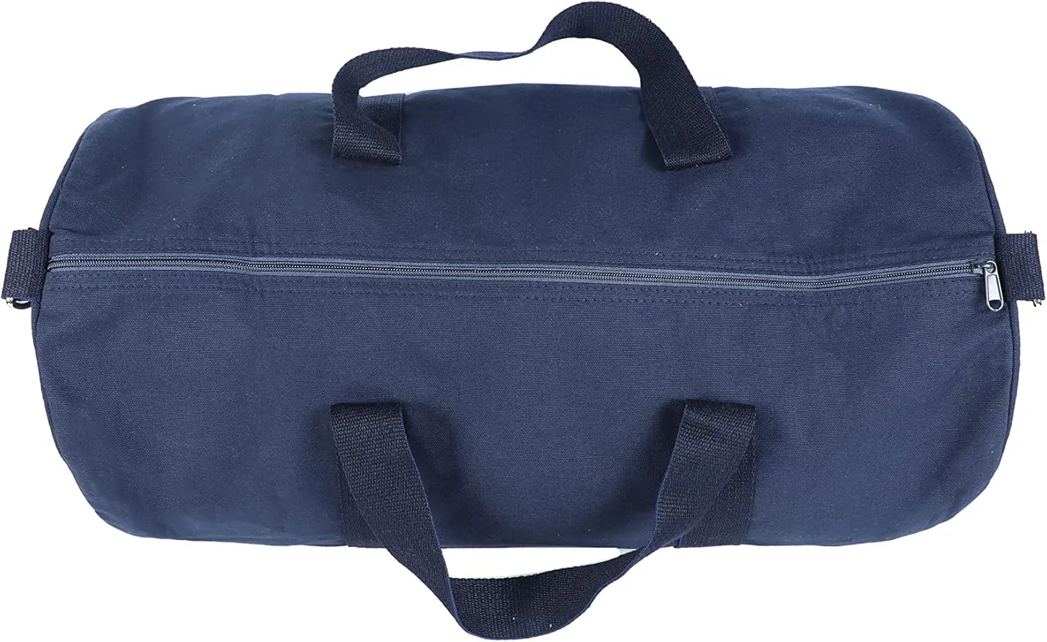 Tag&Crew Lightweight Solid Round Duffle Multifunctional Foldable Canvas Carry-on Gym Bag with Adjustable & Detachable Shoulder Strap Metal Accessories - Navy Blue