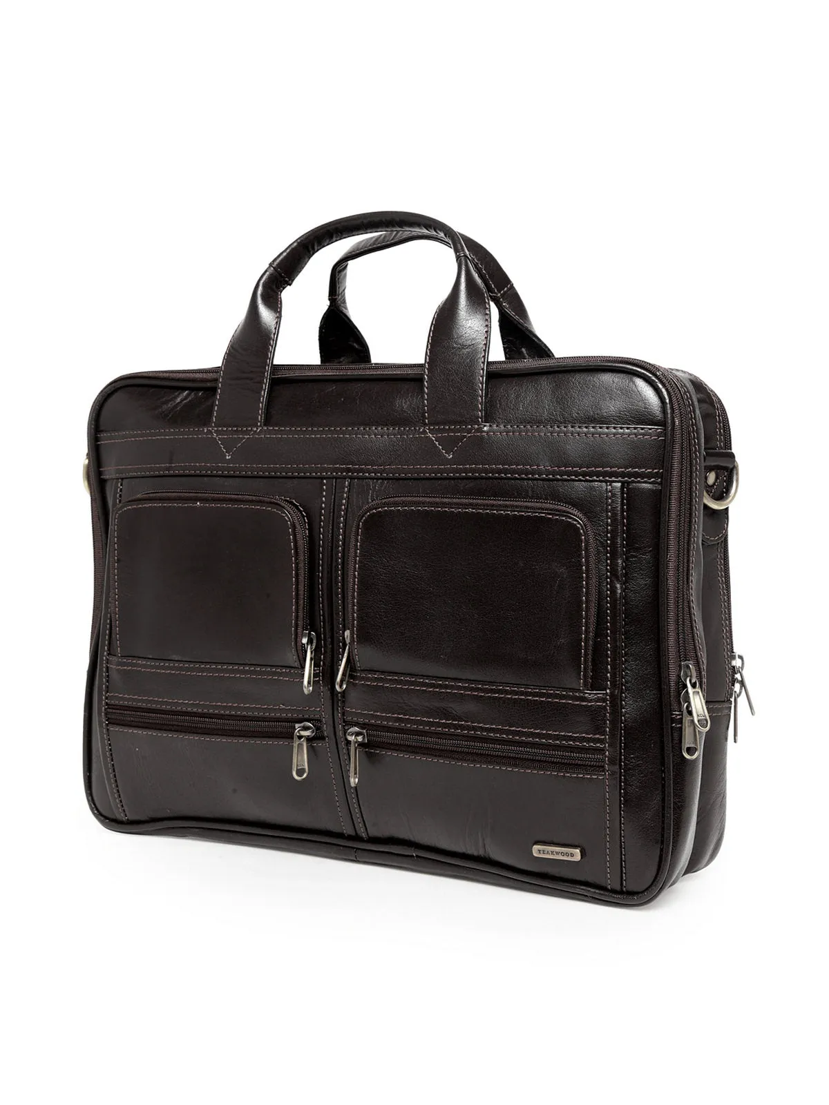 Teakwood Genuine Leather Laptop Bag - Brown