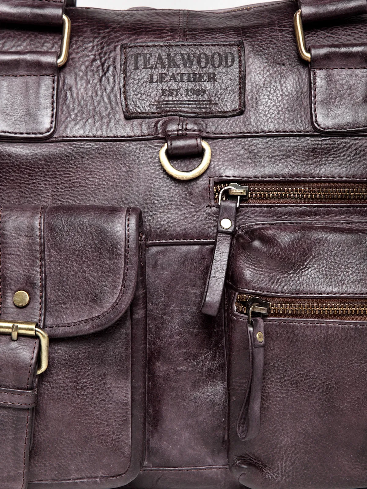 Teakwood Genuine Leather Laptop Bag - Brown