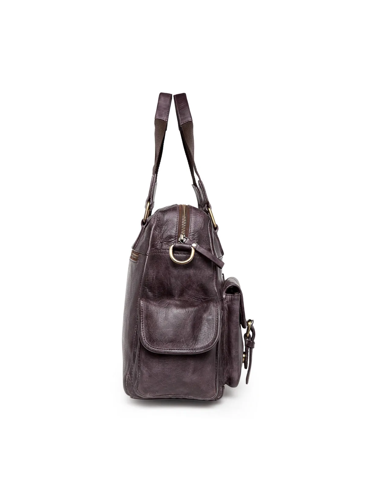 Teakwood Genuine Leather Laptop Bag - Brown