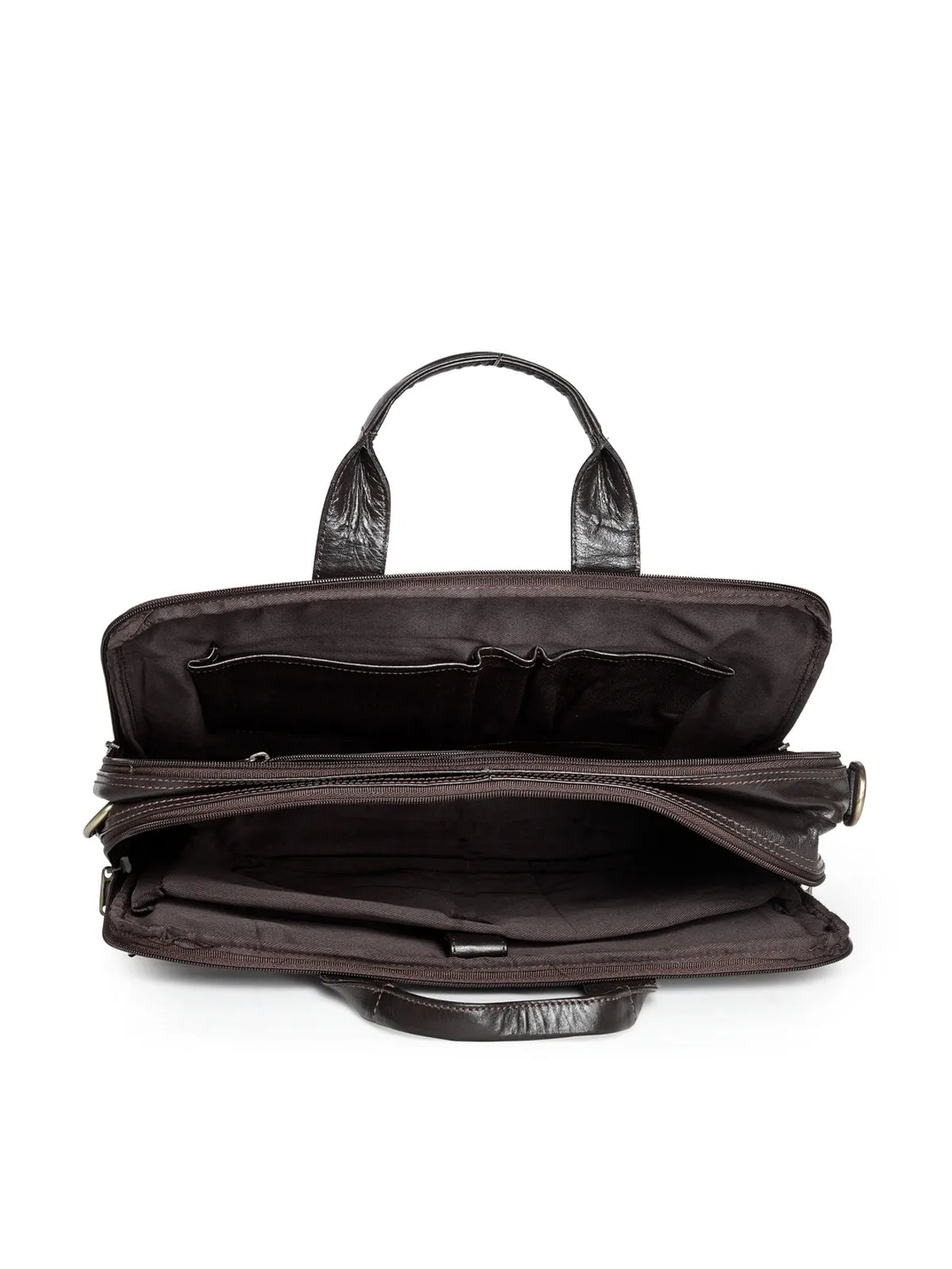 Teakwood Genuine Leather Laptop Bag - Brown