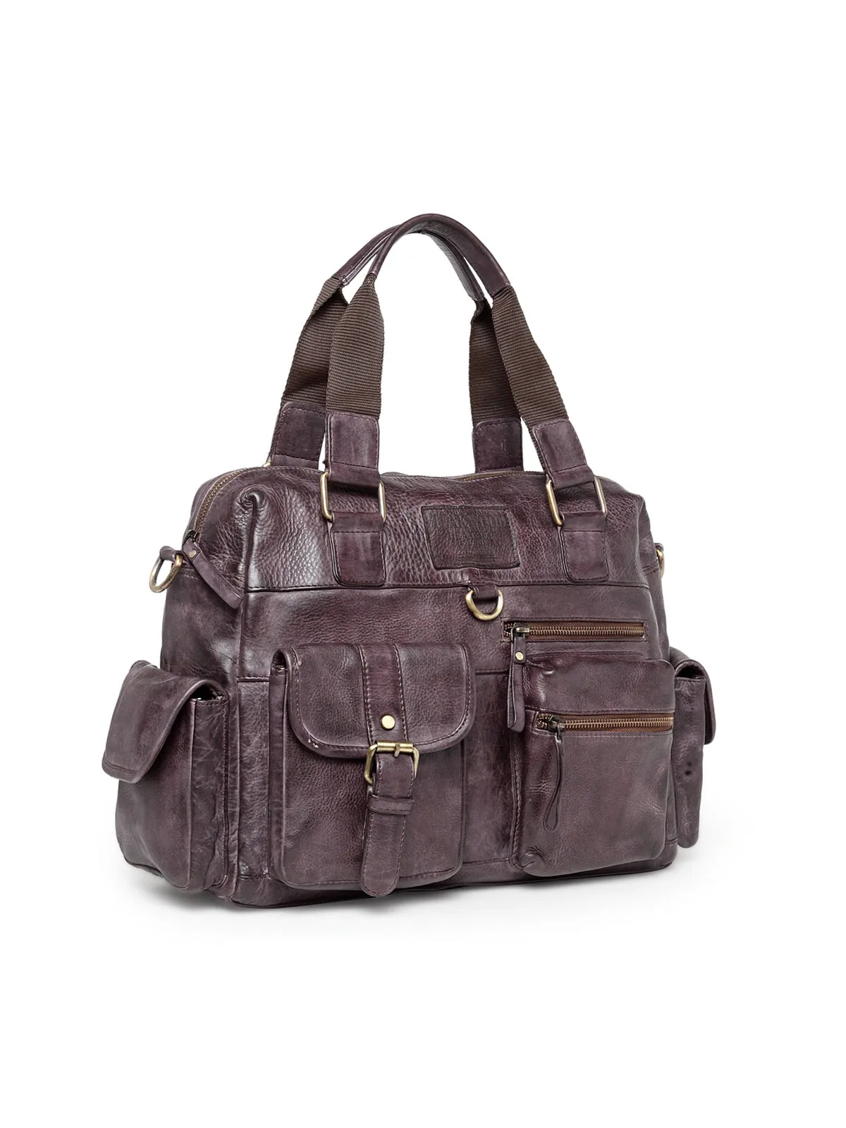Teakwood Genuine Leather Laptop Bag - Brown