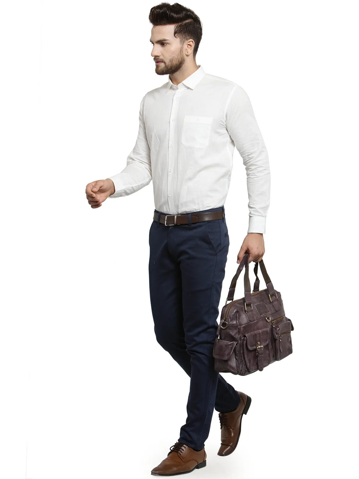 Teakwood Genuine Leather Laptop Bag - Brown