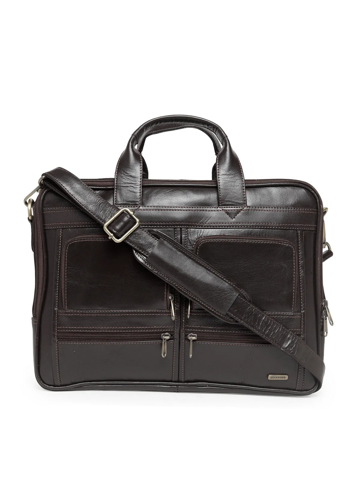 Teakwood Genuine Leather Laptop Bag - Brown
