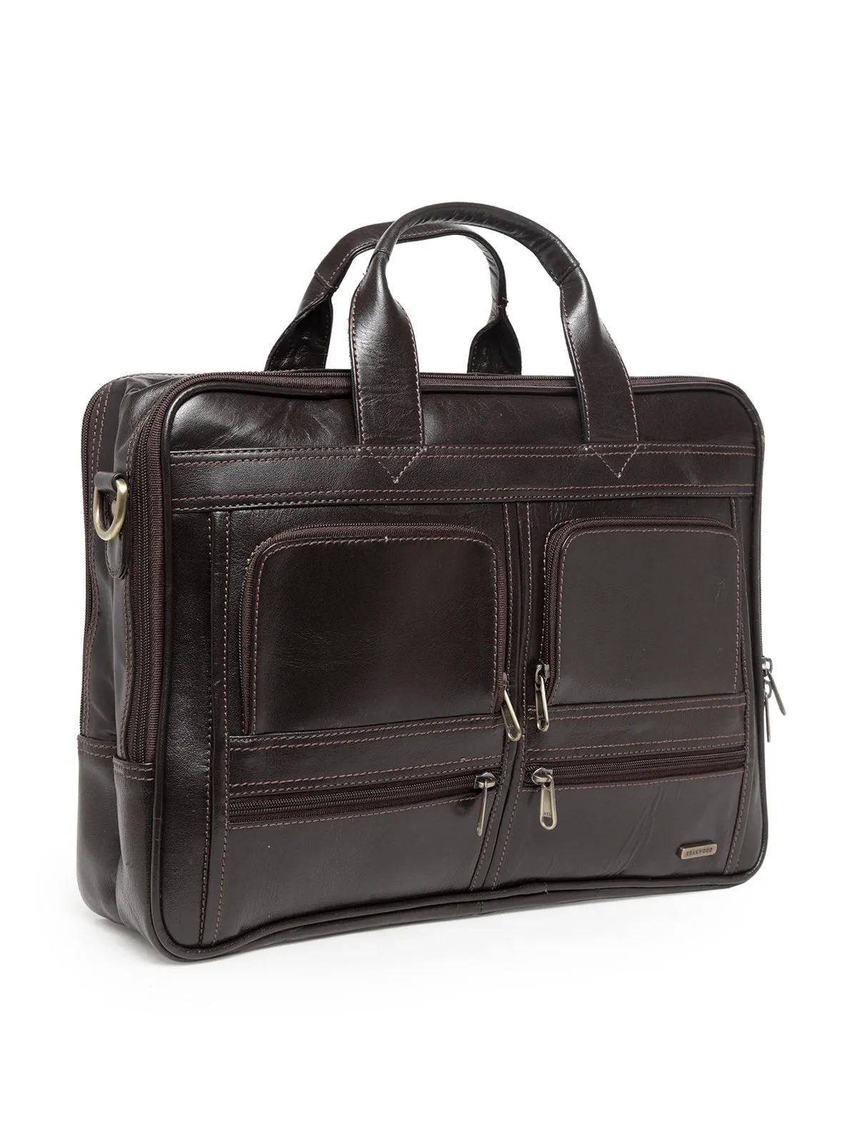 Teakwood Genuine Leather Laptop Bag - Brown