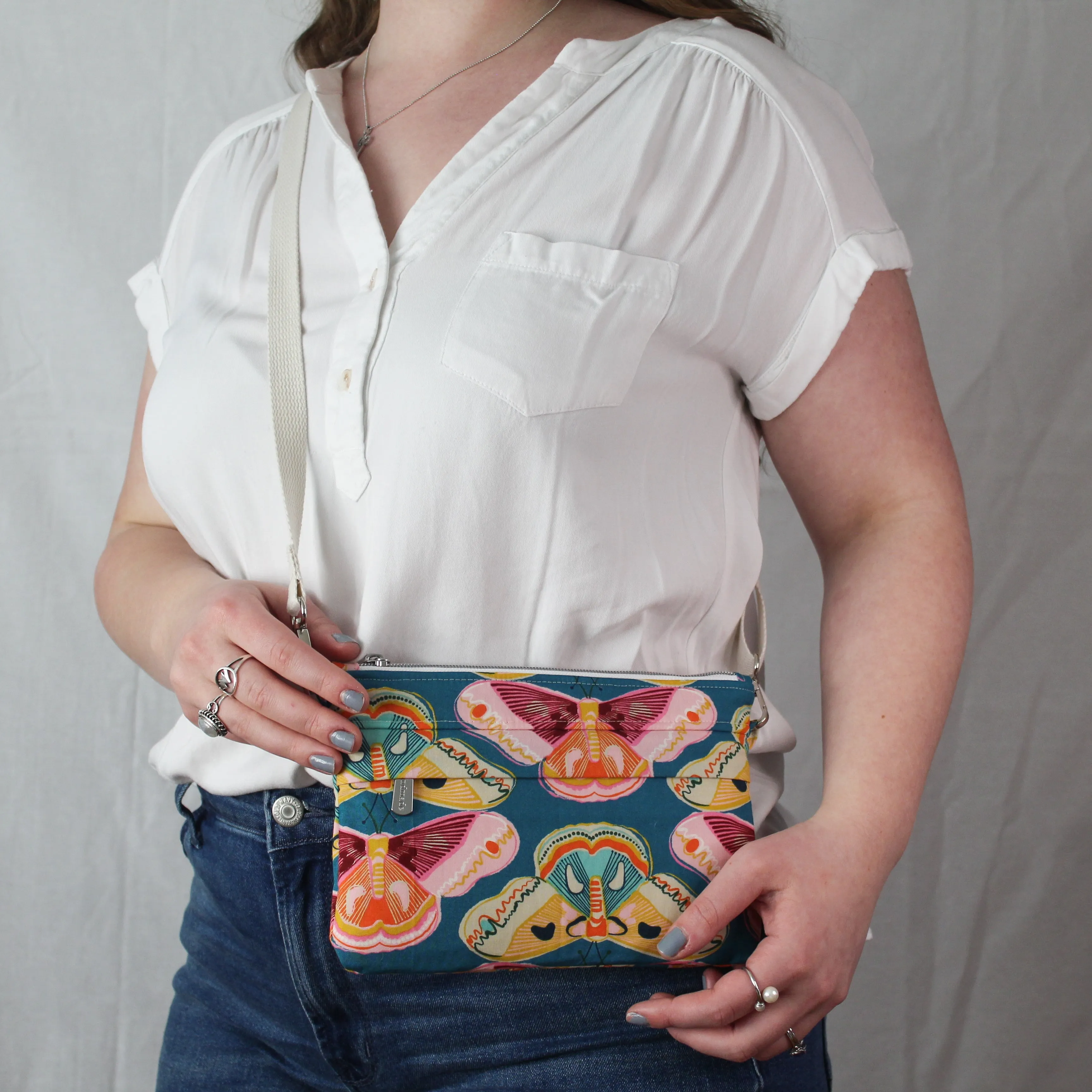 Teal Moth Crossbody Bag