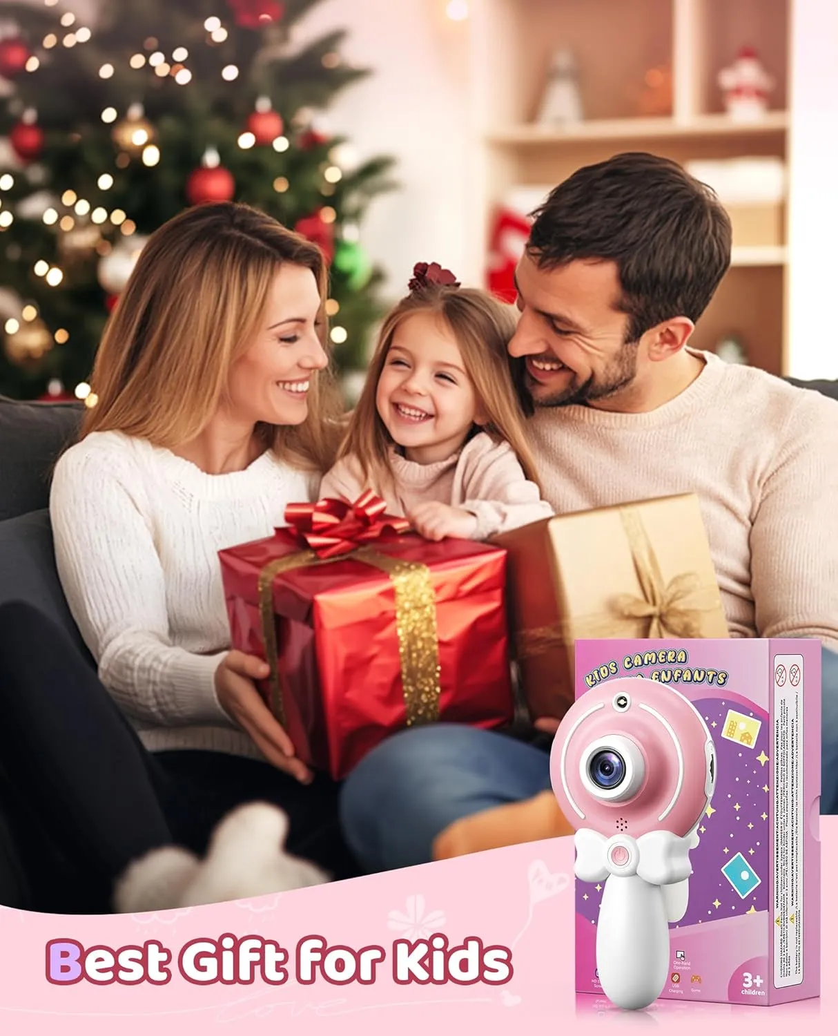 TEKFUN Kids Camera Toy for Girls - Birthday Gifts with Magic Wand Design - Digital Video Camera for Kids with 32GB SD Card - Easter Basket Essentials for Little Girl 2 3 4 5 6 Year Olds (Pink)