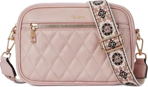 Telena Crossbody bags for Women Trendy Quilted Crossbody Bag Faux Leather Purse with Wide Strap