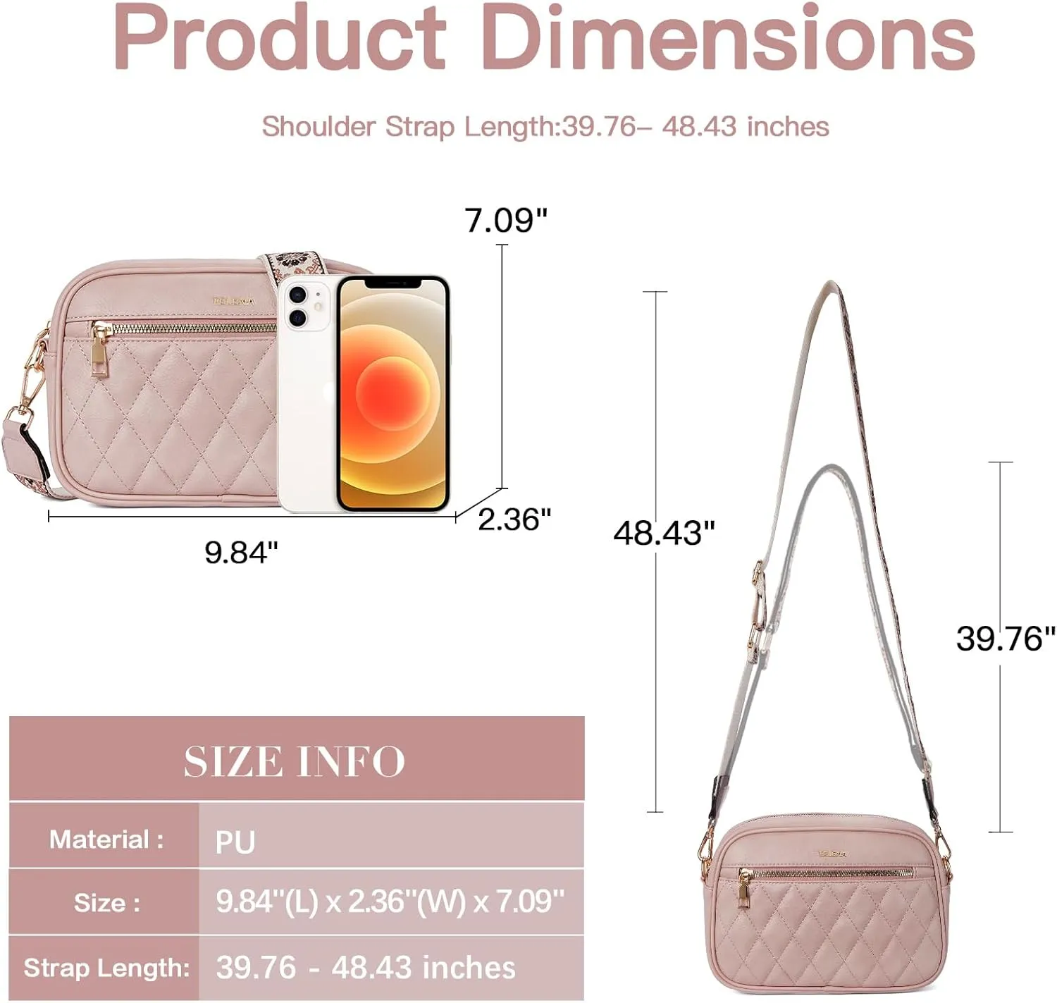 Telena Crossbody bags for Women Trendy Quilted Crossbody Bag Faux Leather Purse with Wide Strap