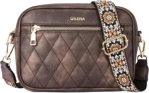 Telena Crossbody bags for Women Trendy Quilted Crossbody Bag Faux Leather Purse with Wide Strap