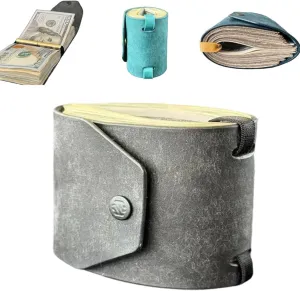 The Cash Wrap Wallet, Fast Cash Access Money Holder for Cash, Handy Purse Bands with Magnetic Clasp, Small Compact Luxury Pocket Wallet 1 to 99 bills (Grey)