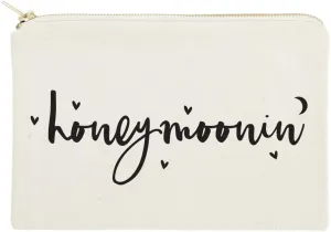 The Cotton & Canvas Co. Honeymoonin' Wedding Cosmetic Bag, Bridal Party Gift and Travel Make Up Pouch