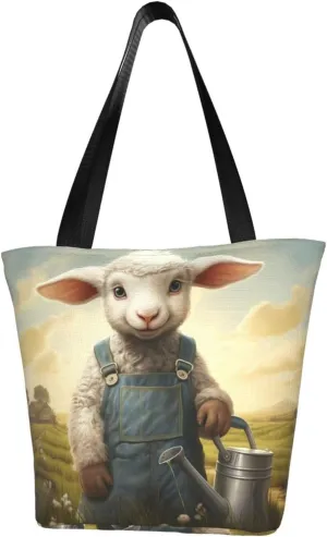 The lamb with the kettle. Women's fashion shoulder bag, shopping handbag, suitable for weekend travel shopping shoulder bag messenger bag