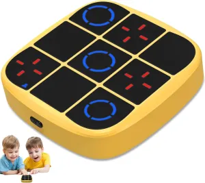 Tic Tac Toe Game, 4-in-1 Electronic Tic Tac Toe Bolt Game with Mute Function, Handheld Puzzle Game Console Toys for Educational, Portable Travel Games, Board Games Gifts for Kids and Adults (Yellow)