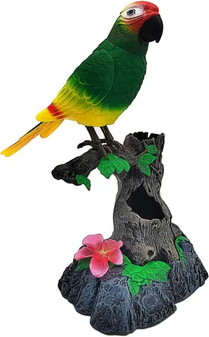 Tipmant Realistic Eelectric Birds Talking Parrots Electronic Pets Office Home Wall Desk Table Decoration Repeat What You Say Kids Toys Birthday Gifts (Green)