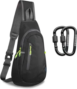 TITECOUGO Small Sling Bag, Lightweight Crossbody Backpack and D-Ring Carabiner Key Chain Clip Hook for Men Women