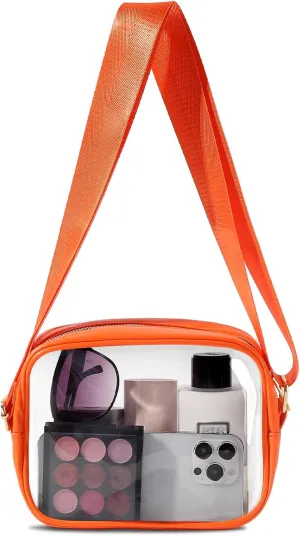 TOBVZOO Clear Purse Crossbody Bag Stadium Approved, Transparent Bag with Adjustable Strap for Concerts Sports Events