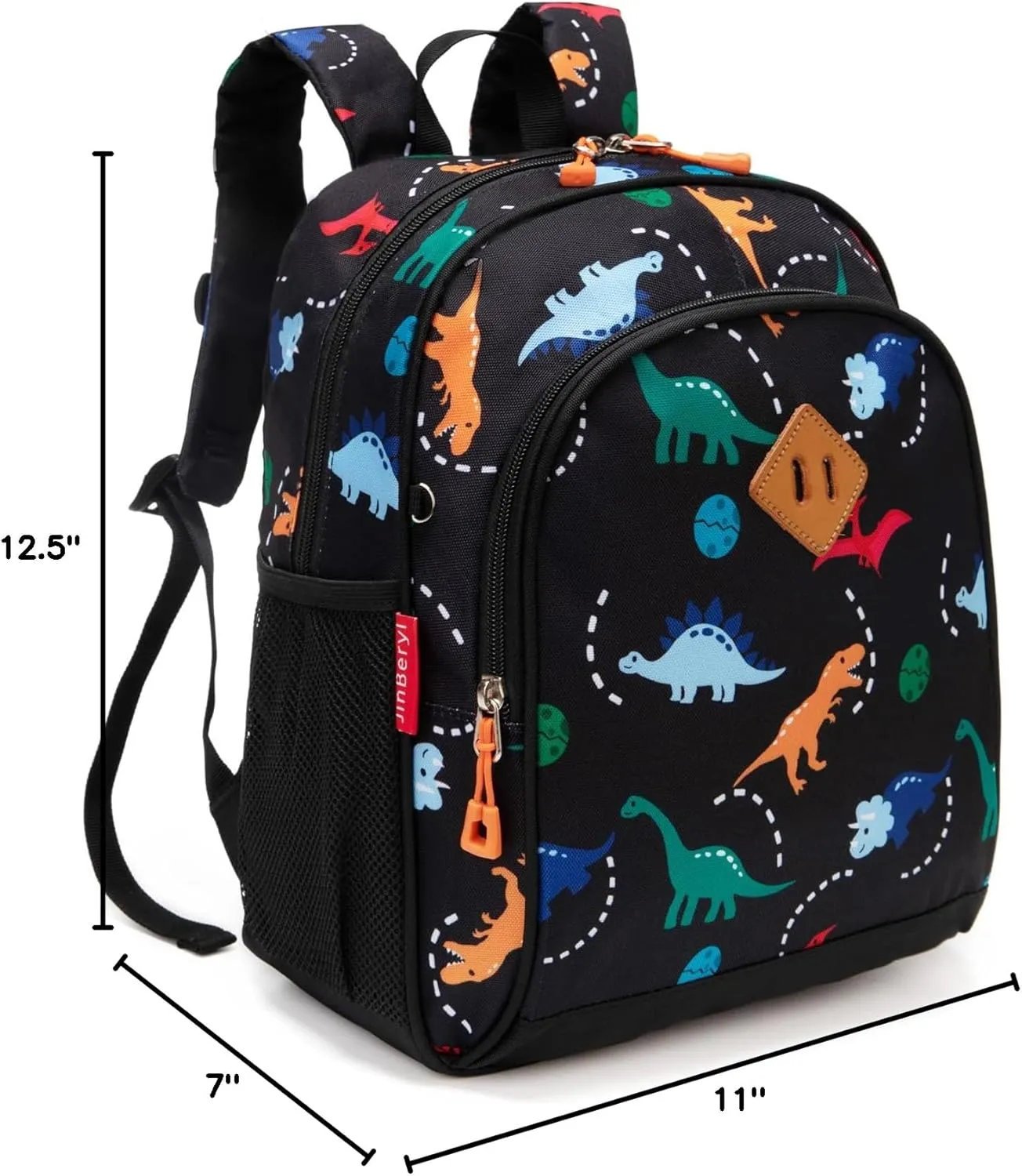 Toddler Backpack for Boys, 12 Inch Kids Dinosaur Backpack for Preschool or Kindergarten, Black