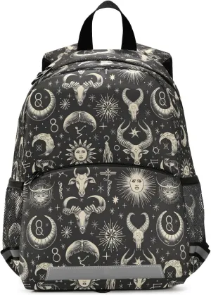 Toddler Backpack Kids Daypack, Retro Astronomical Print Kindergartens Bookbag for Boys and Girls 3-6 Years with Safety Leash