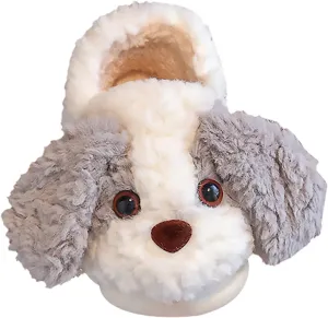 Toddler Boys Girls Soft Plush Slippers Cartoon Dog Cute Animal House Shoes Winter Indoor Non Slip Warm Slippers