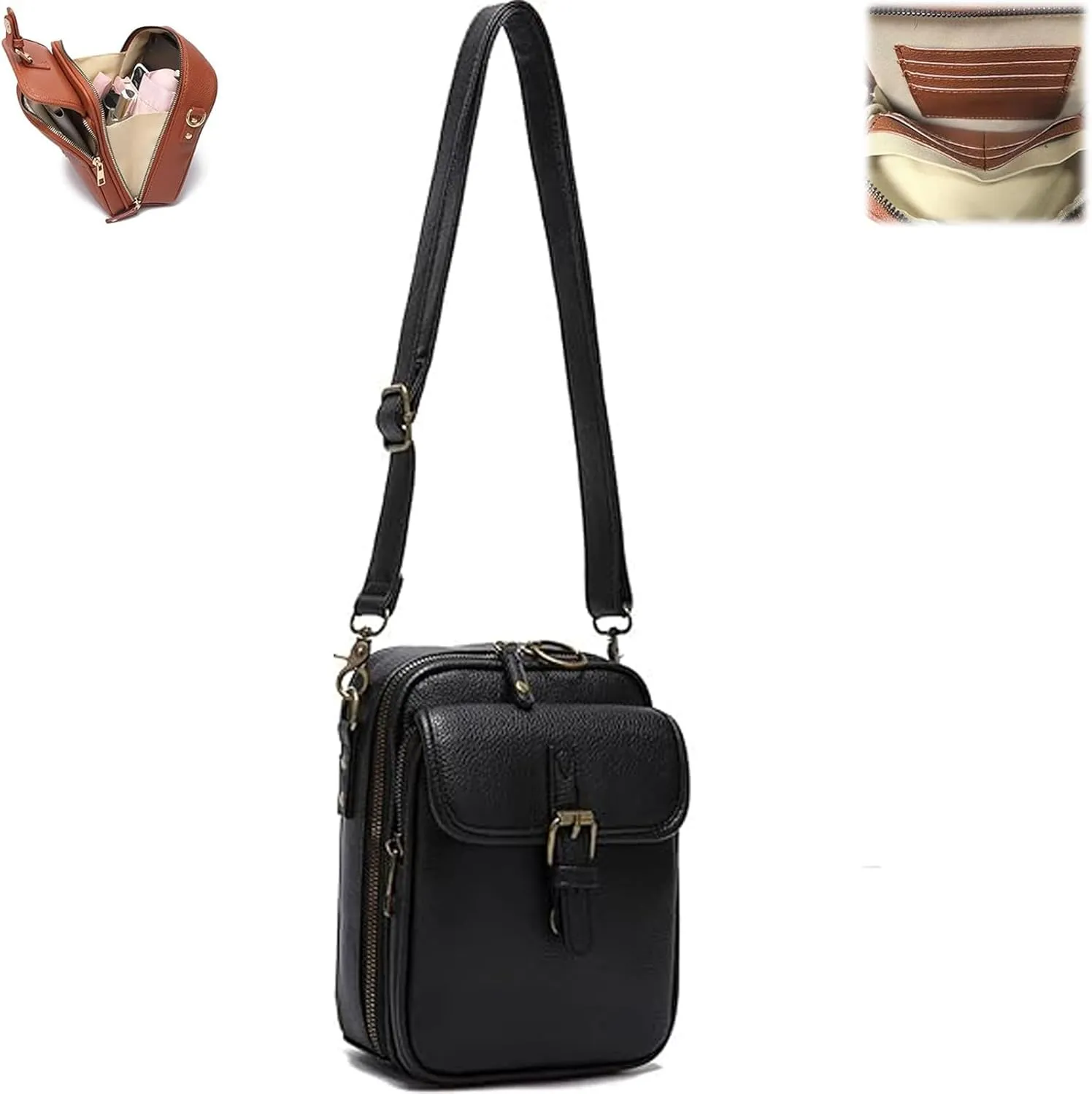 Tojoyride Crossbody Bag, Urvashi Crossbody Bag, Upgraded Vintage Anti Theft Purse, with 10 Rfid Shielding Compartments