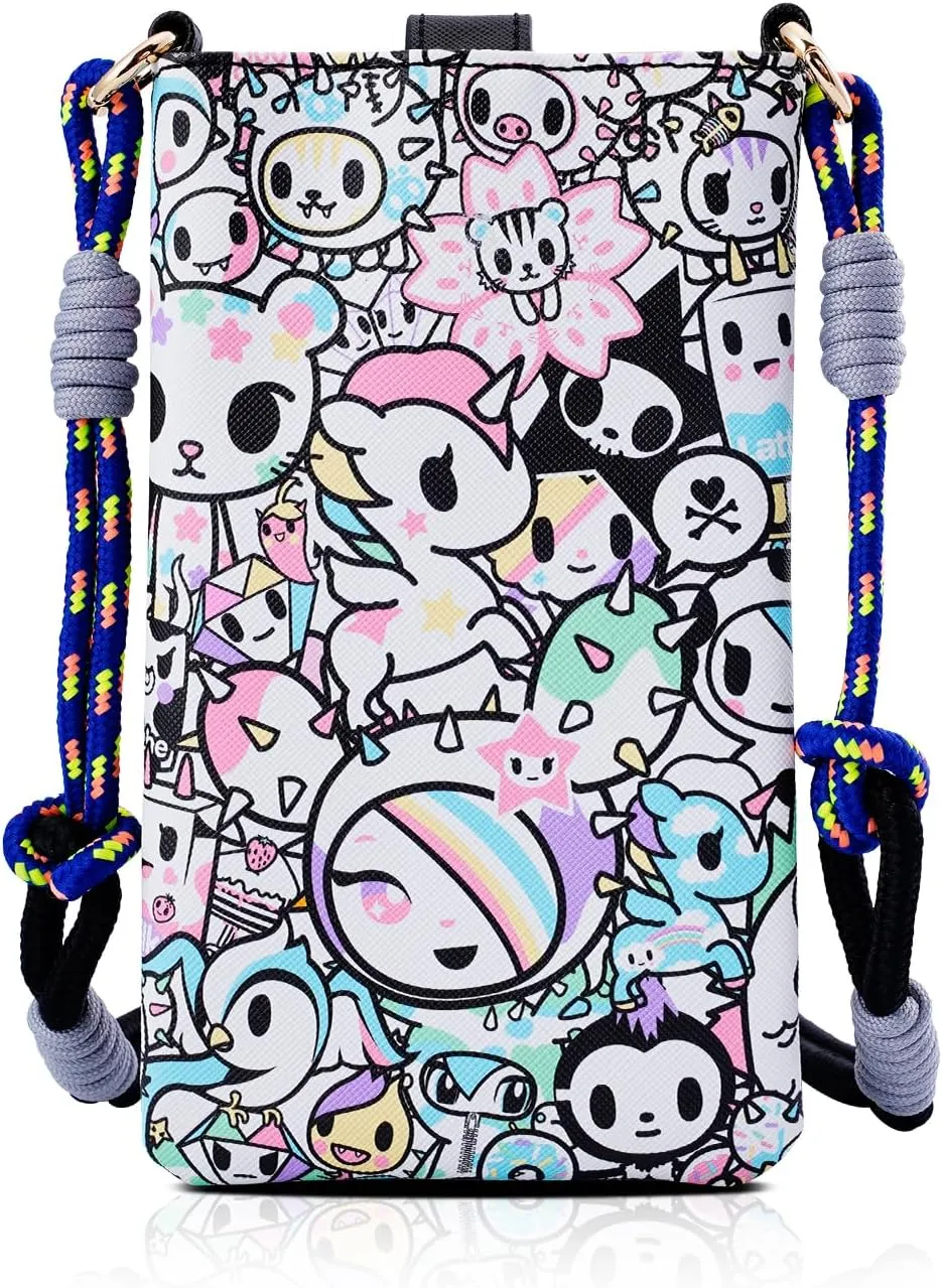 Tokidoki Unicorno Small Crossbody Purse for Women,Mini Soft Leather Cellphone Bags Kawaii Wallet with Crossbody Strap