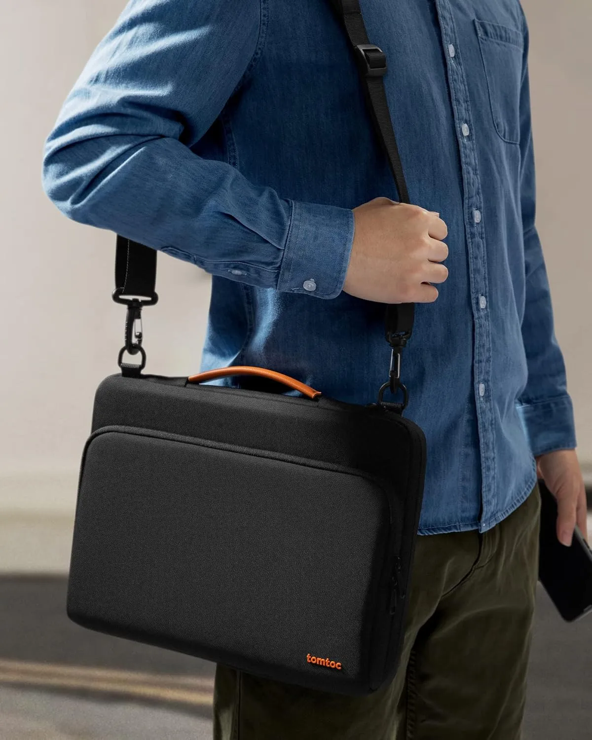 tomtoc 360 Protective Laptop Shoulder Bag for 15.6 Inch Lenovo IdeaPad Gaming 3, Acer Nitro 5 Gaming Laptop, ASUS 15.6-16 Inch ASUS Strix G16/G15, Dell XPS 17, Water-Resistant Accessory Carrying Case