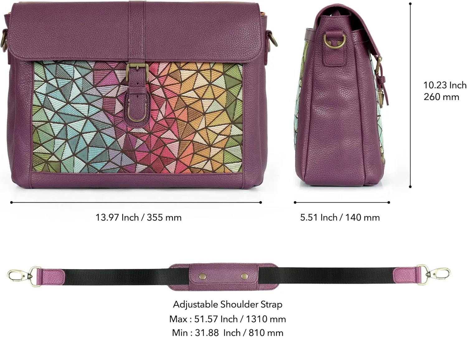 Top Grain Leather Zion Messenger Bag, Laptop Bag, Travel Bag for Work, Office, School
