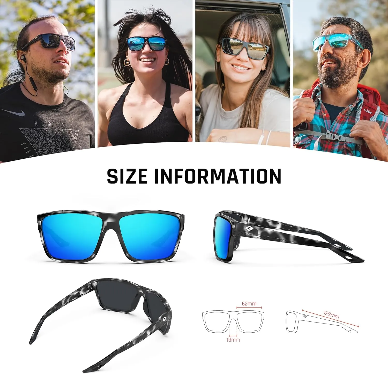 TOREGE Mens Women Sunglasses Polarized Sports UV Protection Wraparound Lightweight Sunglasses for Fishing Golfing NAUTILUS