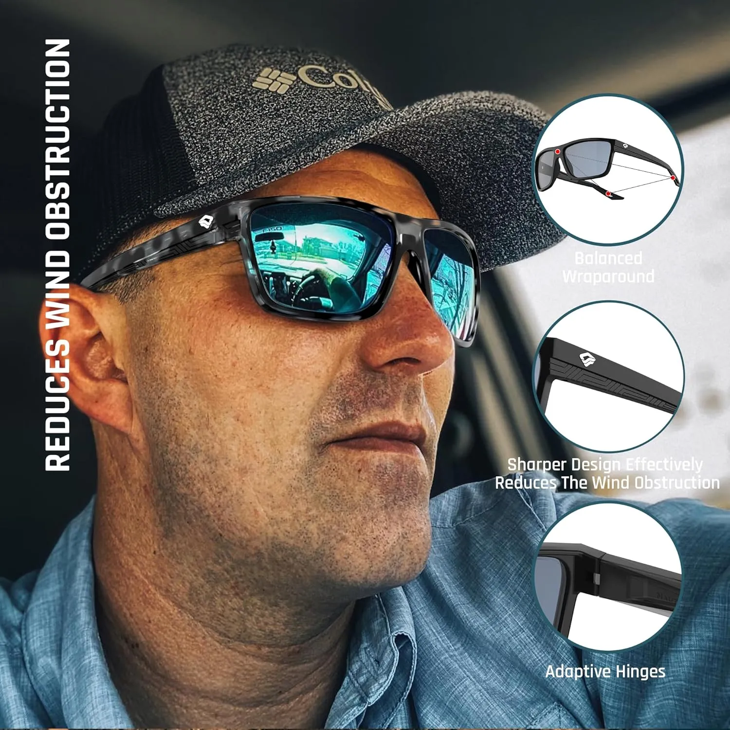 TOREGE Mens Women Sunglasses Polarized Sports UV Protection Wraparound Lightweight Sunglasses for Fishing Golfing NAUTILUS