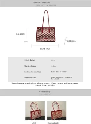 Tote bag, 12 ", red, large capacity single shoulder crossbody bag, suitable for bridesmaids, birthdays, beaches, holidays