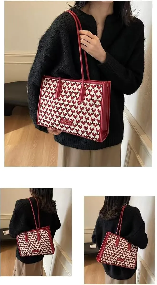 Tote bag, 12 ", red, large capacity single shoulder crossbody bag, suitable for bridesmaids, birthdays, beaches, holidays