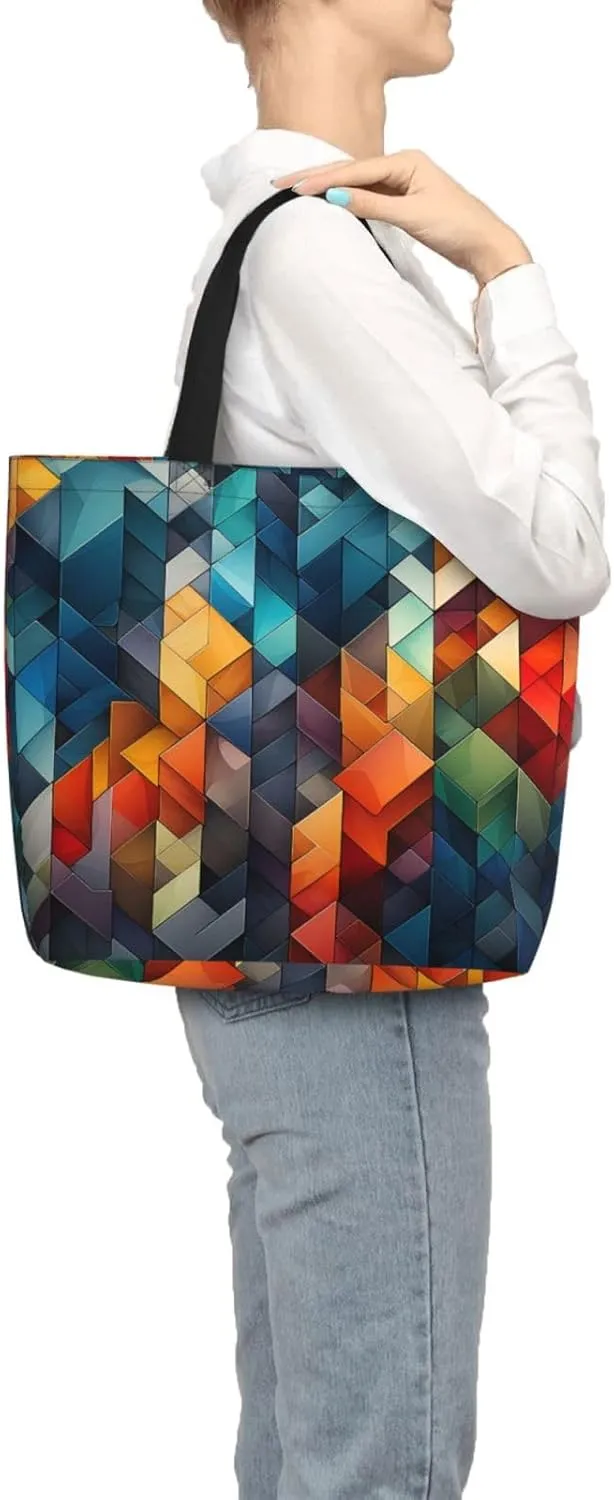 Tote Bag Large Capacity Grocery Bag With Zipper Complex geometric designs Shopping Bag Shoulder Bag for Women