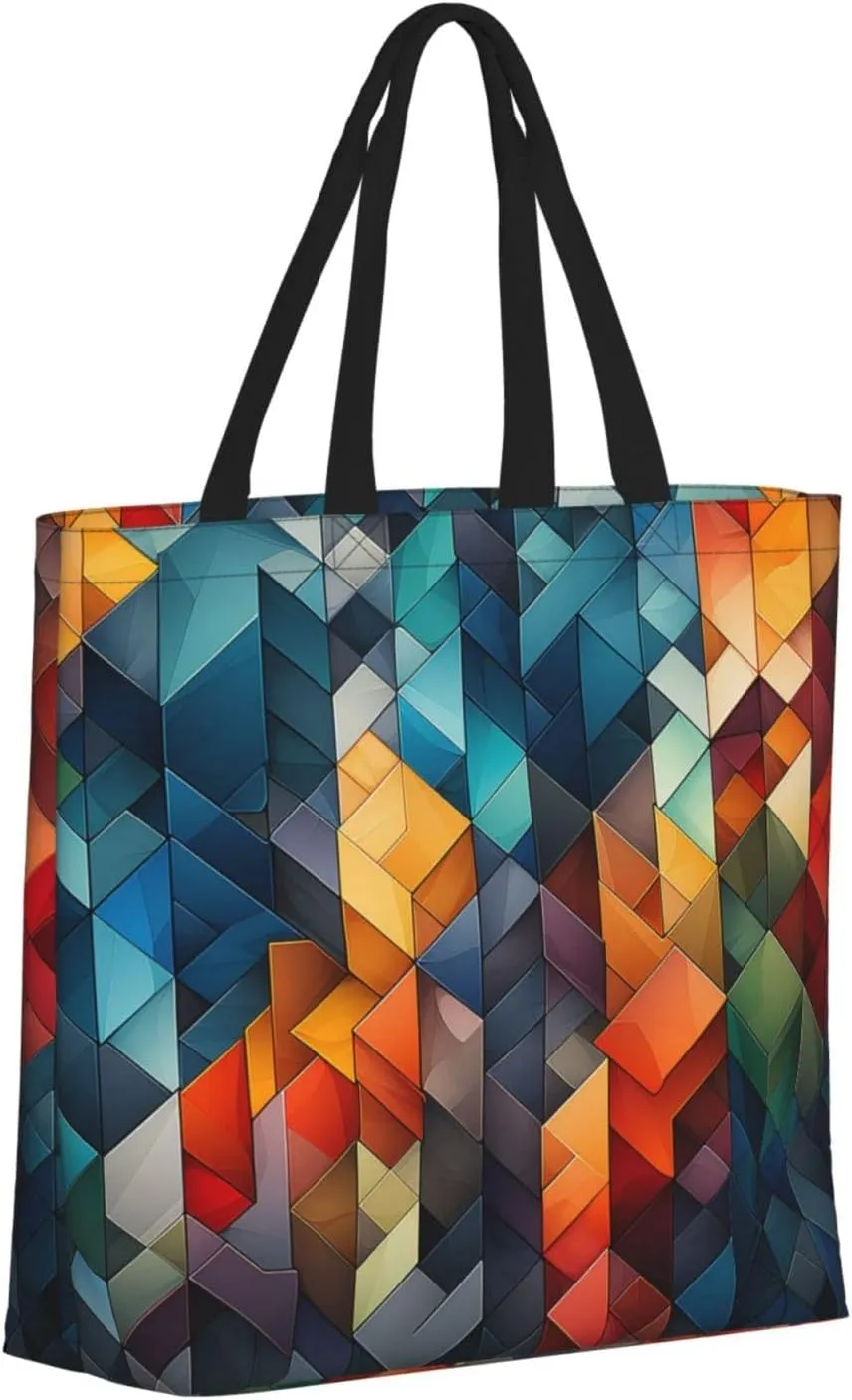 Tote Bag Large Capacity Grocery Bag With Zipper Complex geometric designs Shopping Bag Shoulder Bag for Women