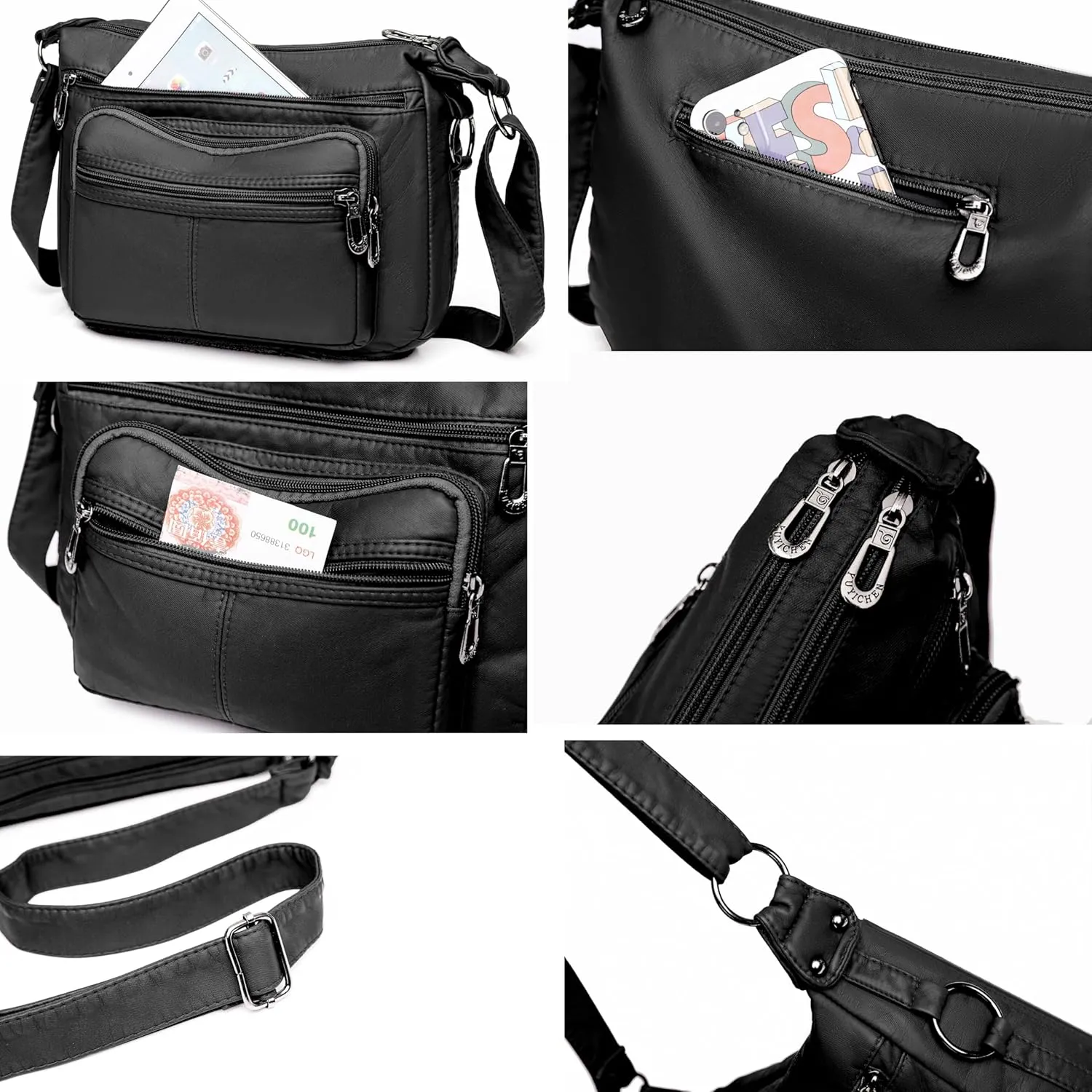 Tote Bags Crossbody for Women, Shoulder Purse Soft Leather Handbags Lightweight with Zip Closure Working Trave
