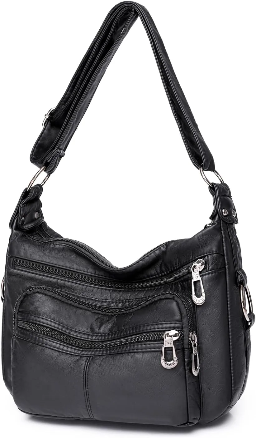 Tote Bags Crossbody for Women, Shoulder Purse Soft Leather Handbags Lightweight with Zip Closure Working Trave