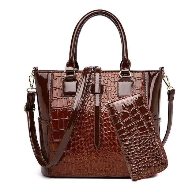 Tote Bags Designer Sets Bags Bags Leather Crocodile Shoulder Handbags 2019 Women Timely shipping Wallet 2 Alligator For Artistic Women Luxury Crossbody