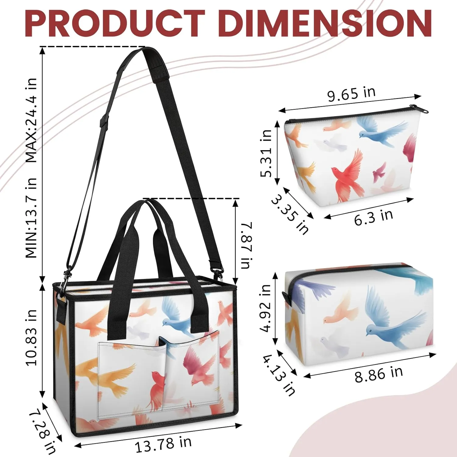Tote Satchel Bag Set 3PCS for Women,Travel Shoulder Bag Handbag and Wallet Daily Use04