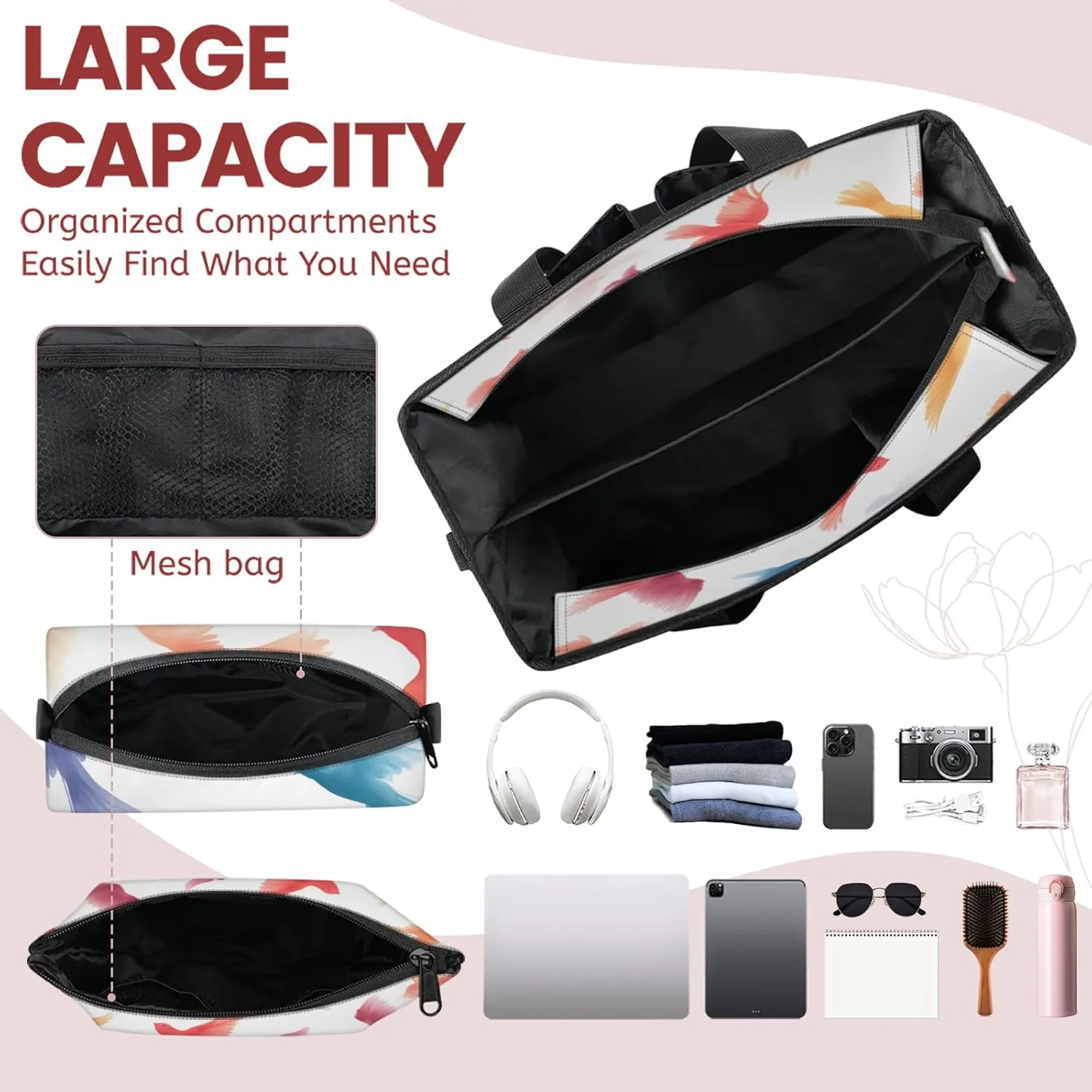 Tote Satchel Bag Set 3PCS for Women,Travel Shoulder Bag Handbag and Wallet Daily Use04