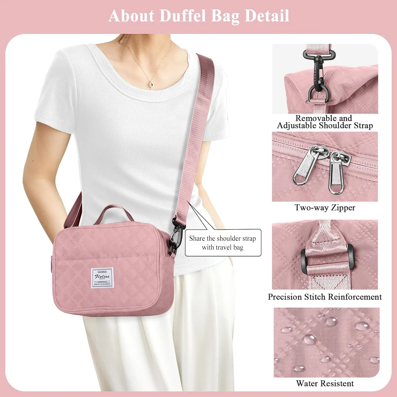 Travel Bag for Women, Overnight Duffel Weekender Bag with Toiletry Bag,Gym Bag with Wet Pocket,Personal Item Carry On Bag